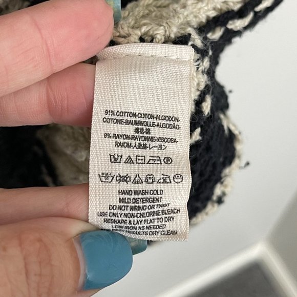 Free People Park Slope Tan & Black Knit Striped V Neck Sweater - Picture 5 of 5